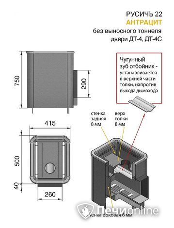 Дровяные печи-каменки Везувий Русичъ Антрацит 22 (ДТ-4) без выноса в Актобе
