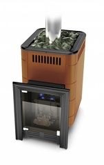 Печь для бани на газу TMF Уренгой-2 Inox большой экран терракота НВ без ГГУ